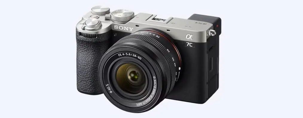 Sony A7CII in silver with the FE 28-60mm kit lens